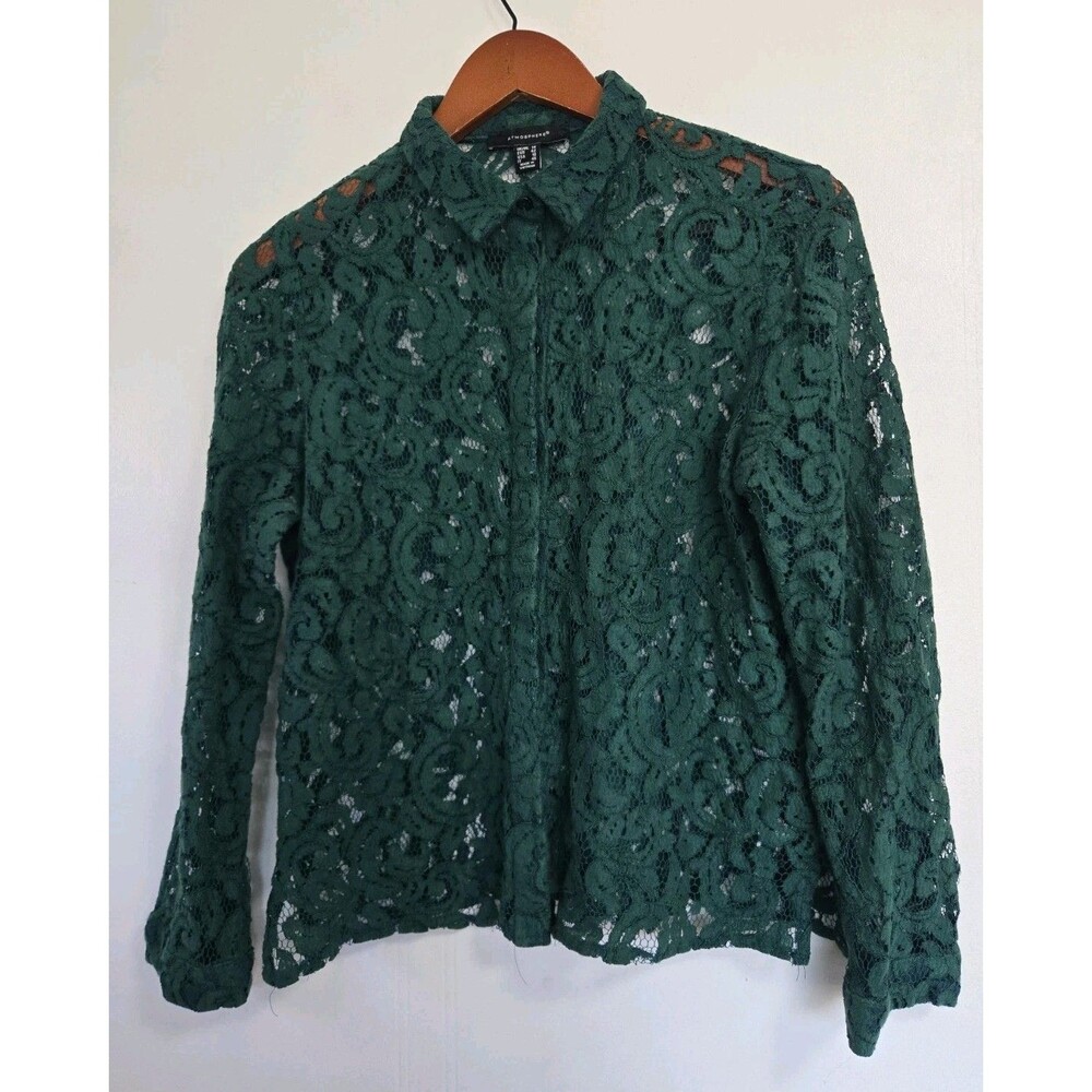Atmosphere Blouse Womens 10‎ Green Sheer Fairy Grunge Goblincore Floral Boho